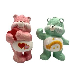 Vintage 1982‎ Care Bare Figurines Set of 2 Love A Lot Bear Wish Bear Ceramic